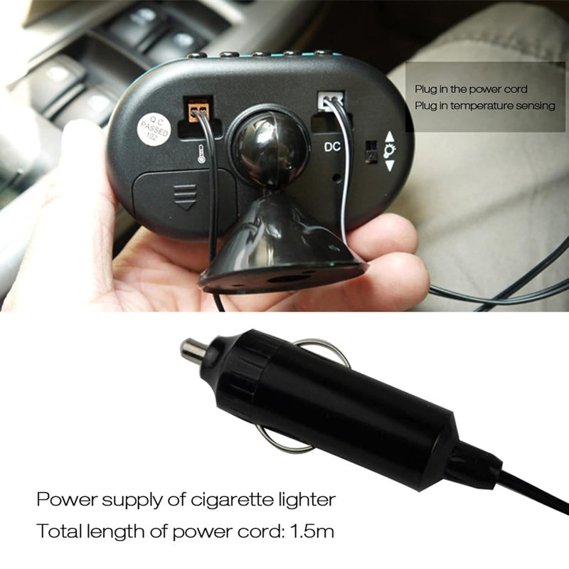 QXBER Car Dual Temperature Gauge Voltmeter, Car Thermometer Digital Clock DC 12V Automobile Clock LED Lighted Auto Dual Temperature Gauge Voltmeter Voltage Tester - Image 4
